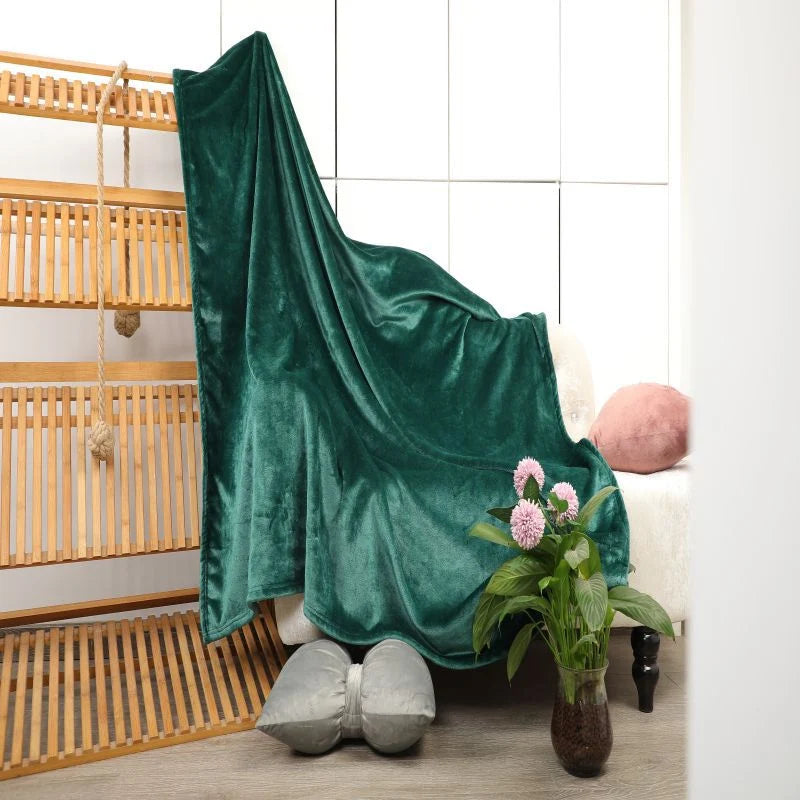 Throw Blanket Velvet Plush Machine-Washable