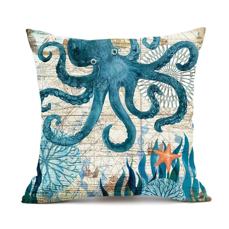 Throw Pillow Covers Marine Life Print Set of 4