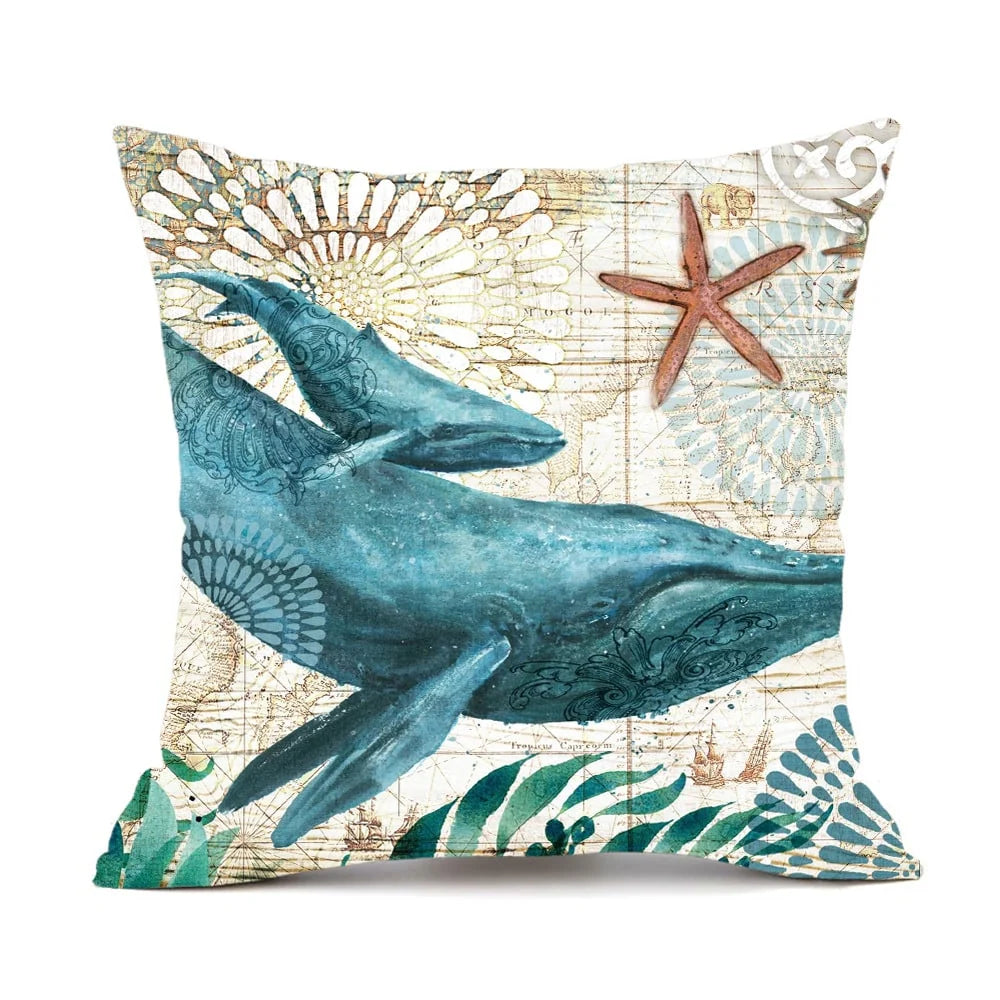 Throw Pillow Covers Marine Life Print Set of 4
