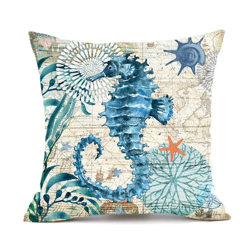 Throw Pillow Covers Marine Life Print Set of 4