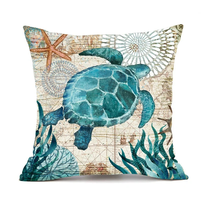 Throw Pillow Covers Marine Life Print Set of 4