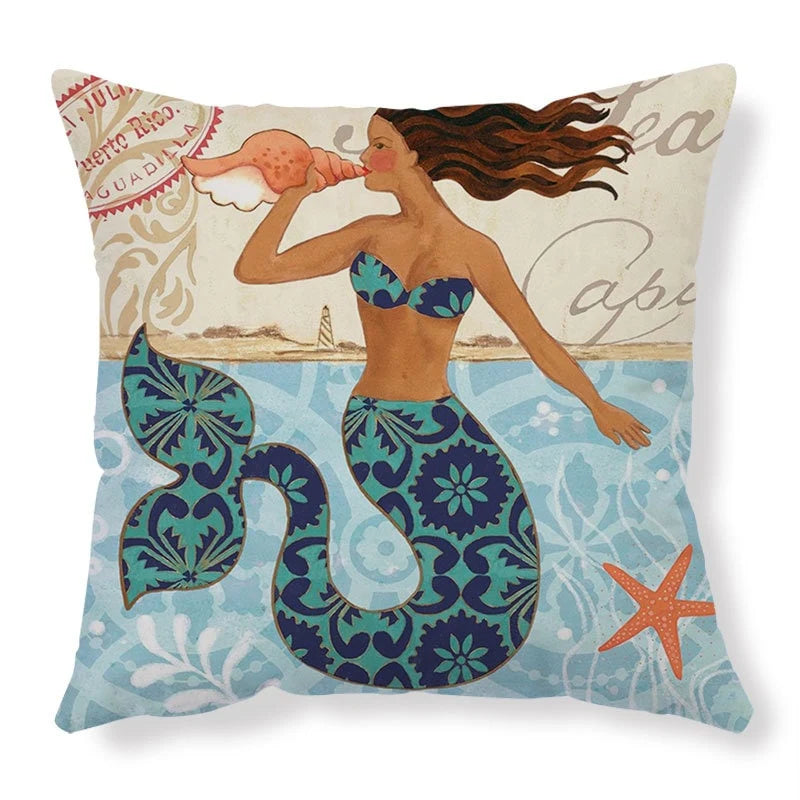 Throw Pillow Covers Marine Life Print Set of 4