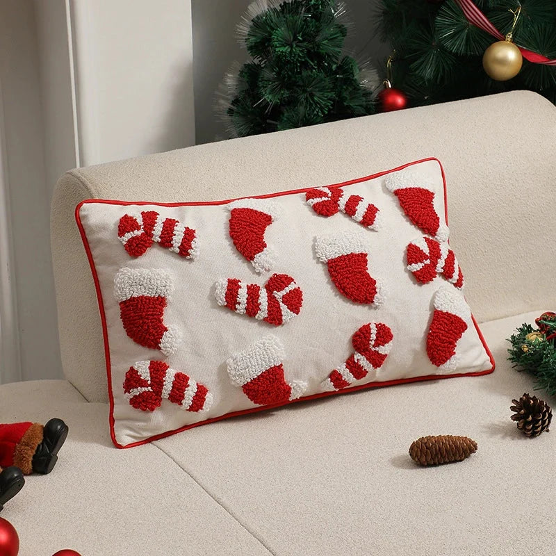 Throw Pillow Plush Velvet 3D Tufted Holiday Design
