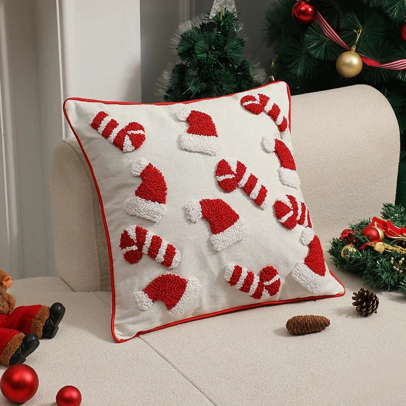 Throw Pillow Plush Velvet 3D Tufted Holiday Design
