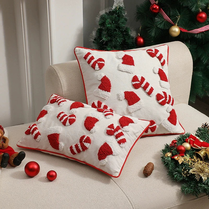 Throw Pillow Plush Velvet 3D Tufted Holiday Design