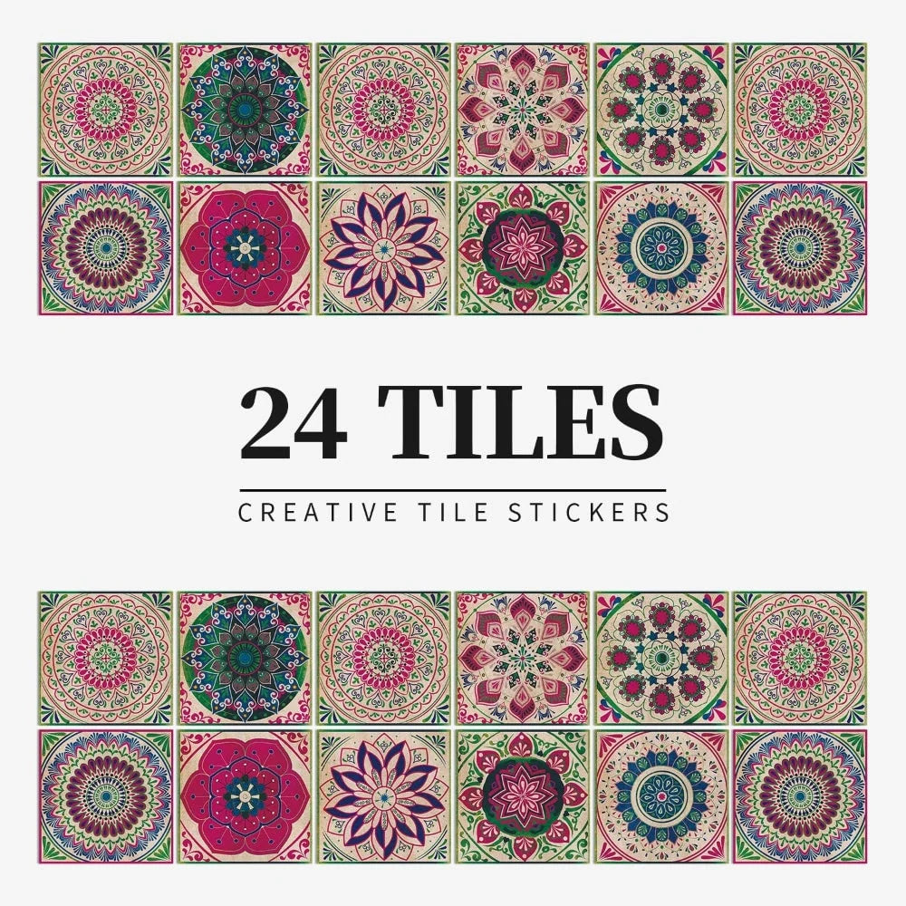 Tile Decals Self-Adhesive Vinyl Set of 24