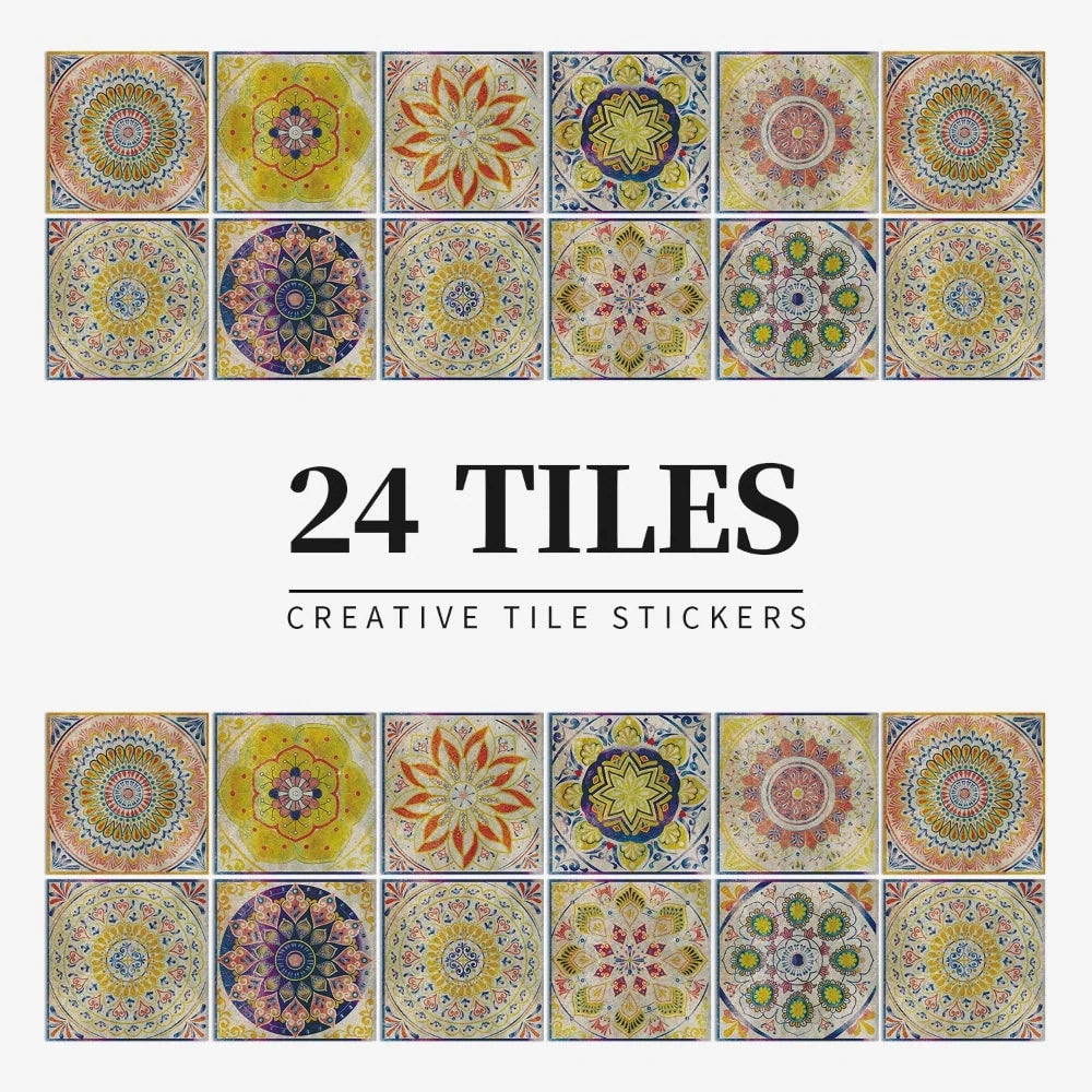 Tile Decals Self-Adhesive Vinyl Set of 24