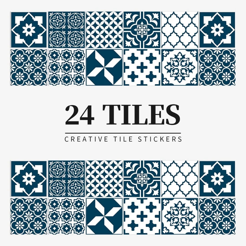 Tile Decals Self-Adhesive Vinyl Set of 24