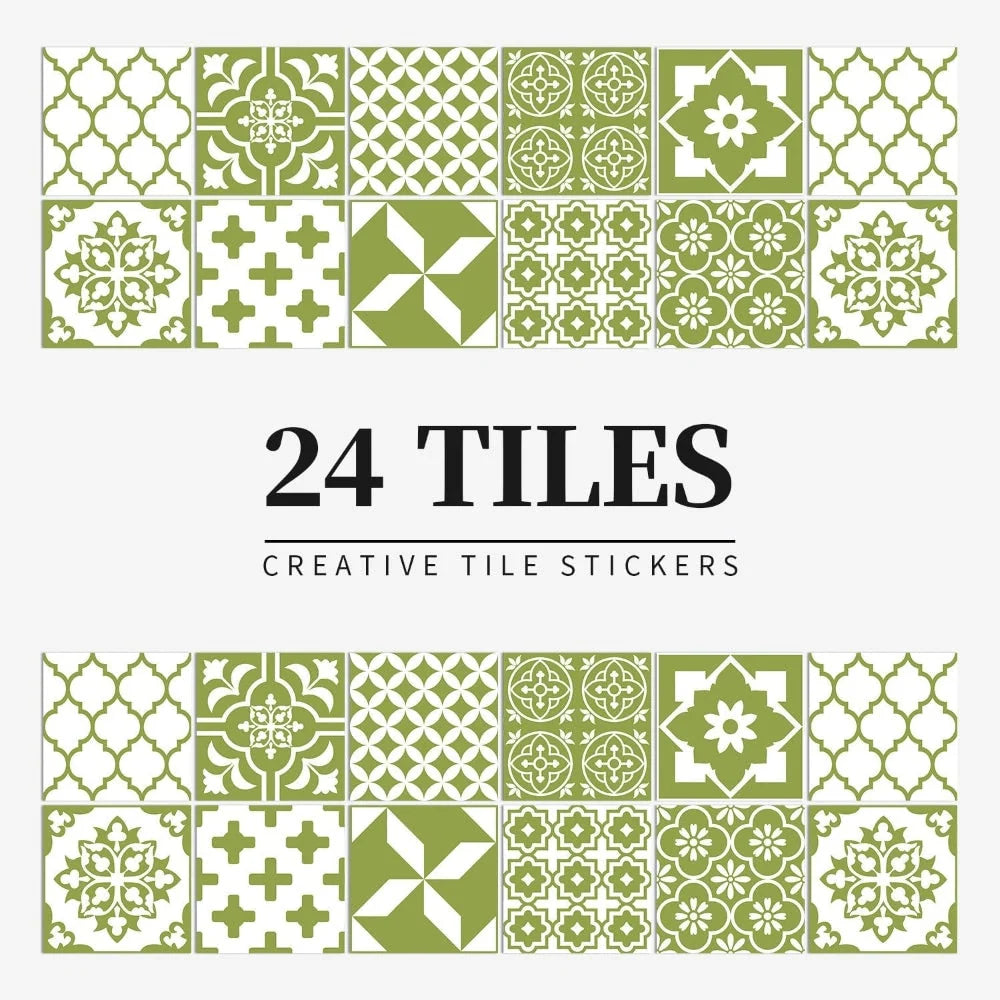 Tile Decals Self-Adhesive Vinyl Set of 24