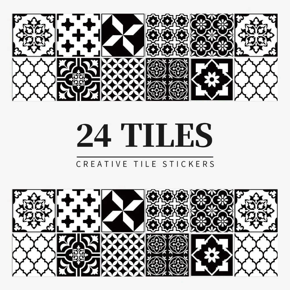 Tile Decals Self-Adhesive Vinyl Set of 24