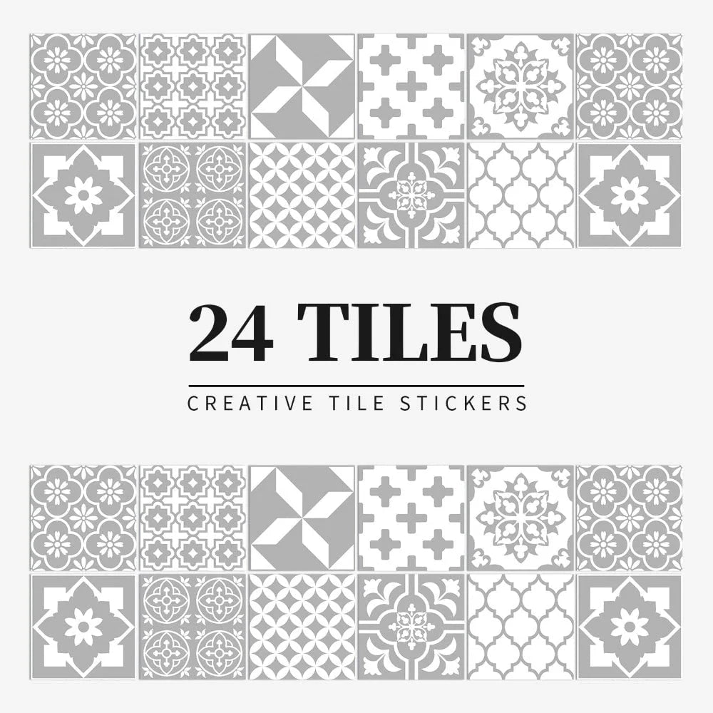 Tile Decals Self-Adhesive Vinyl Set of 24