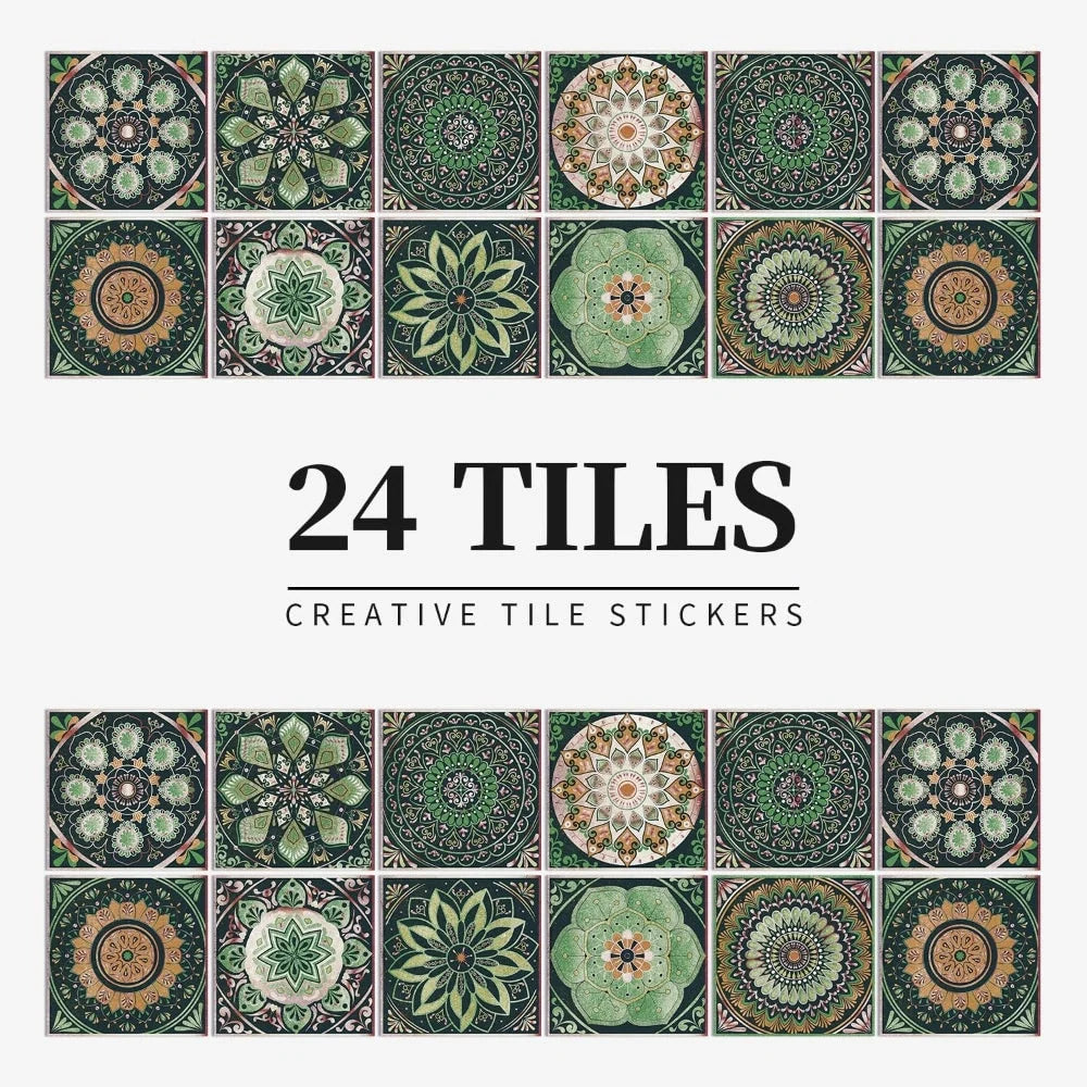 Tile Decals Self-Adhesive Vinyl Set of 24