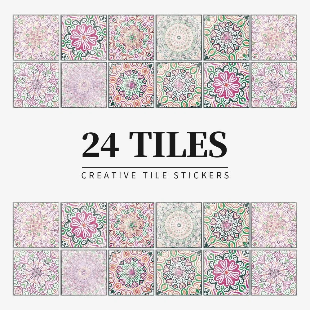 Tile Decals Self-Adhesive Vinyl Set of 24
