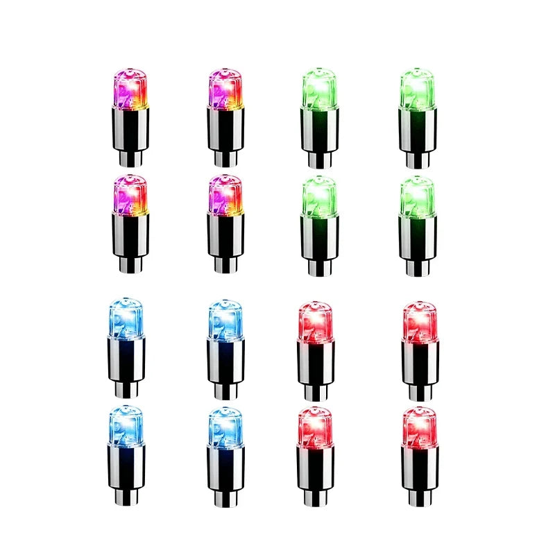 Tire Valve Cap Lights Motion-Activated Weatherproof LED 4-Pack