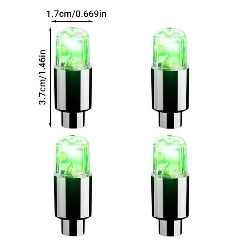 Tire Valve Cap Lights Motion-Activated Weatherproof LED 4-Pack