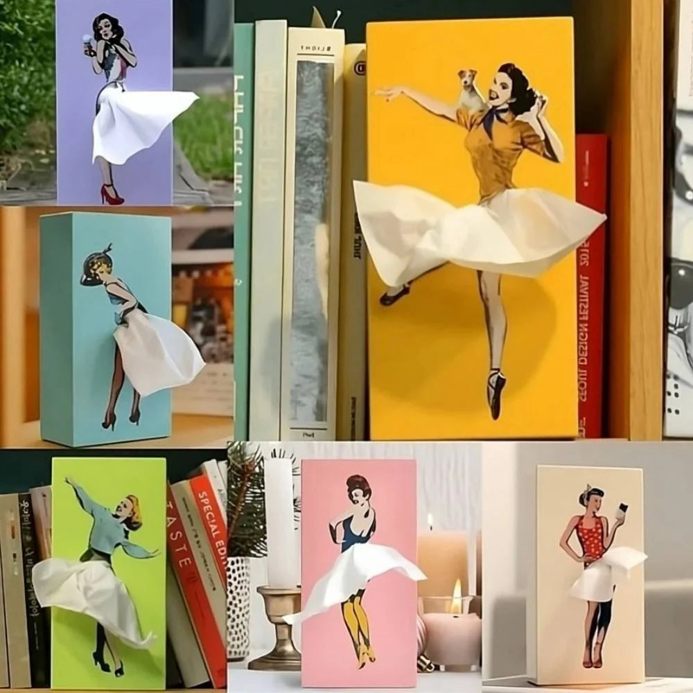 Tissue Box Cover Fluttering Skirt Design Fits Standard Rectangular Boxes