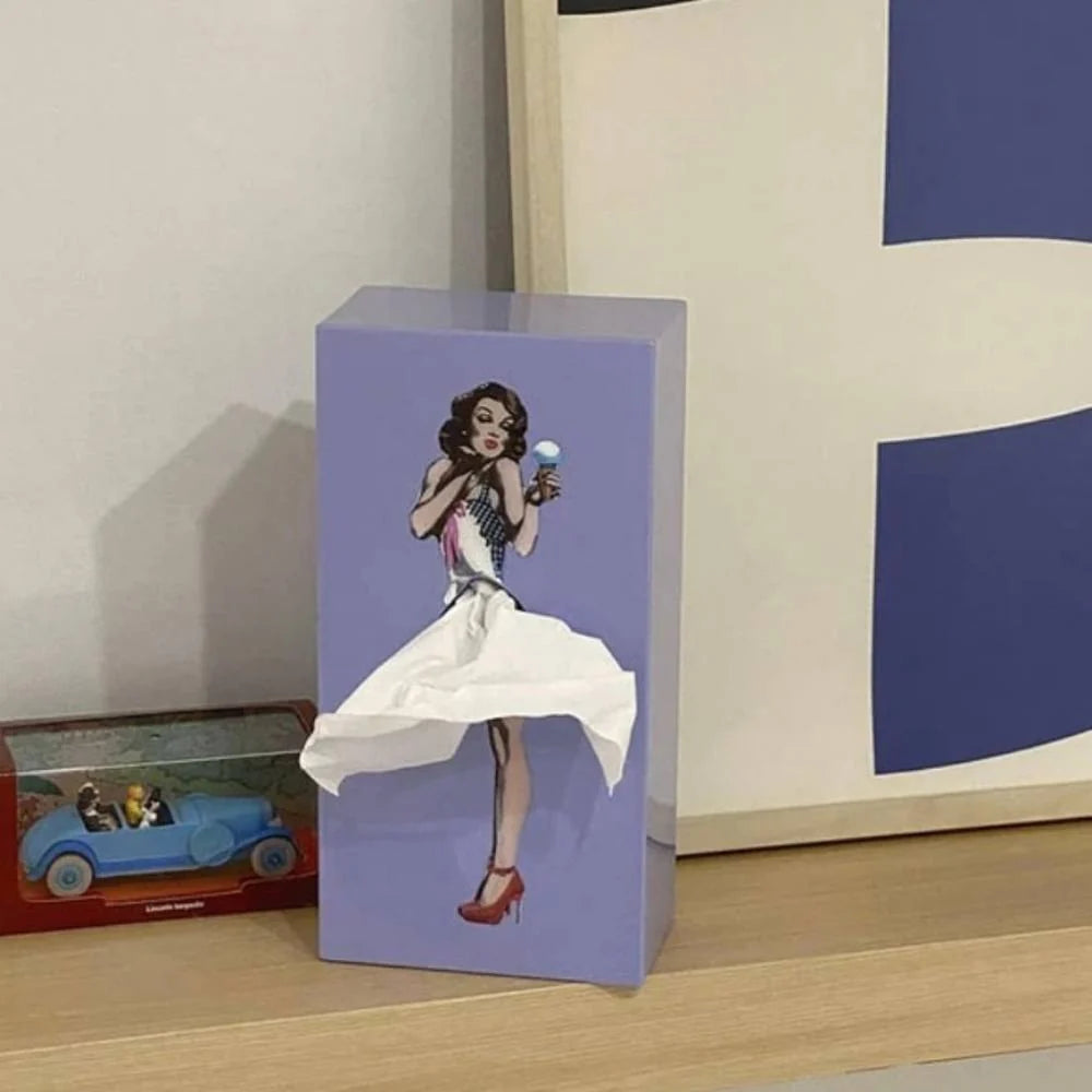 Tissue Box Cover Fluttering Skirt Design Fits Standard Rectangular Boxes