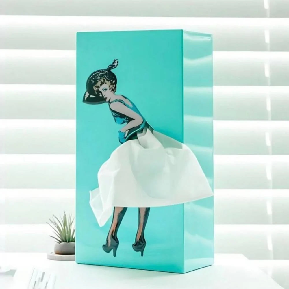 Tissue Box Cover Fluttering Skirt Design Fits Standard Rectangular Boxes