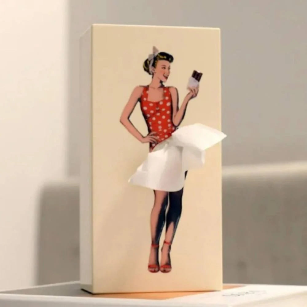 Tissue Box Cover Fluttering Skirt Design Fits Standard Rectangular Boxes