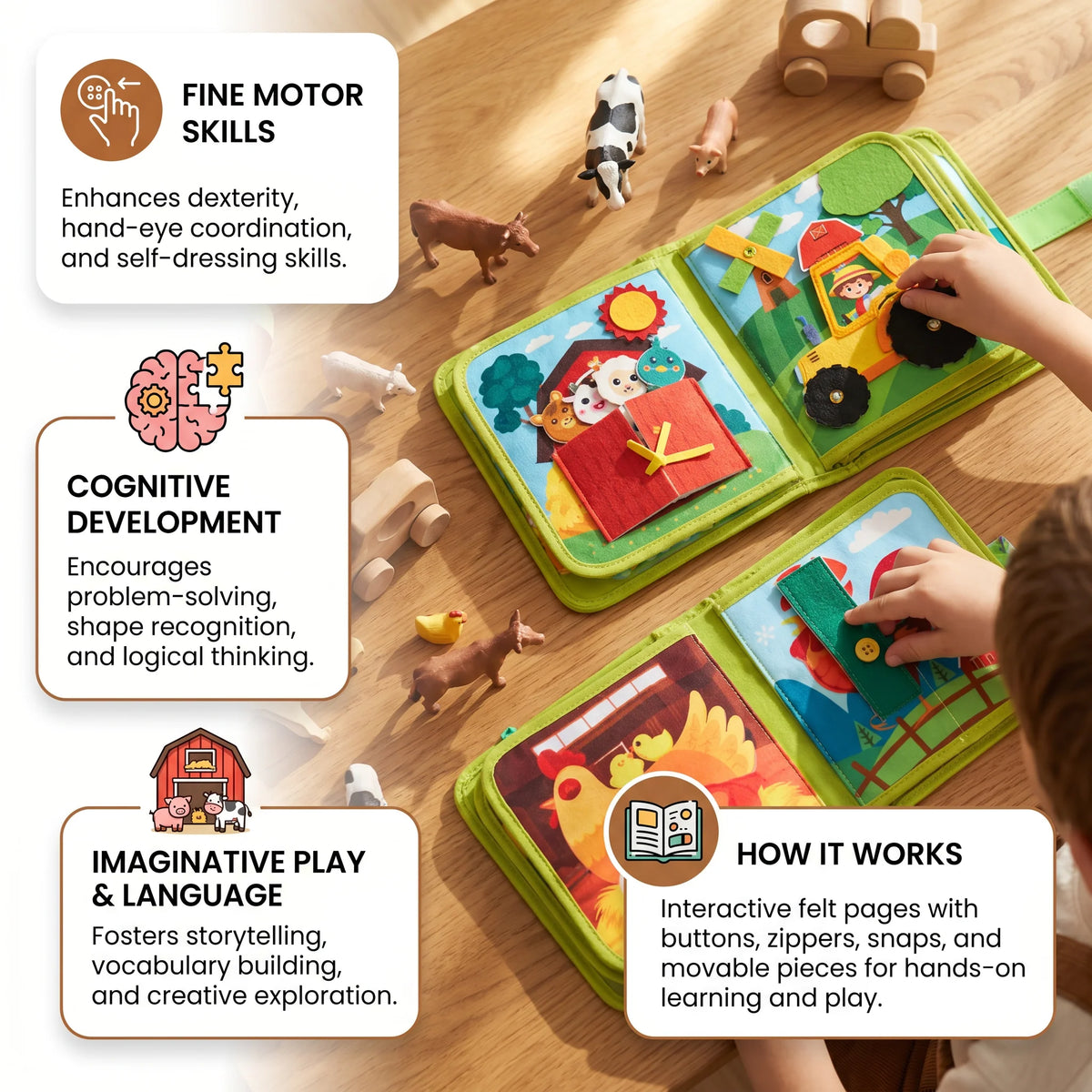 Toddler Farm Animal Storybook Bright Illustrations Tear-Resistant Pages