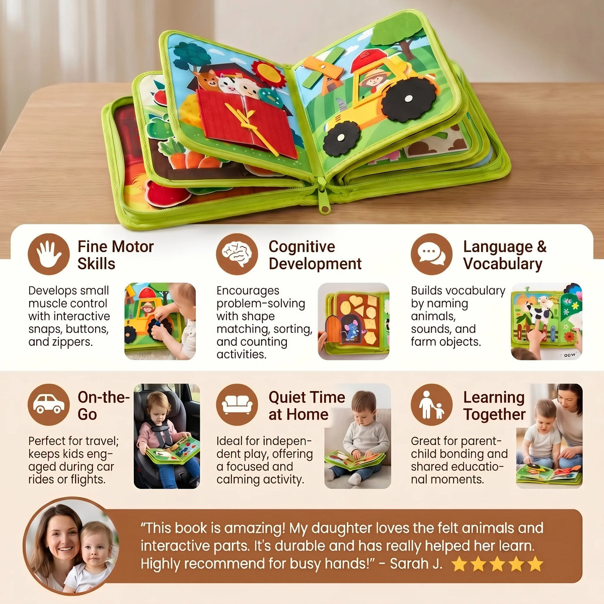 Toddler Farm Animal Storybook Bright Illustrations Tear-Resistant Pages