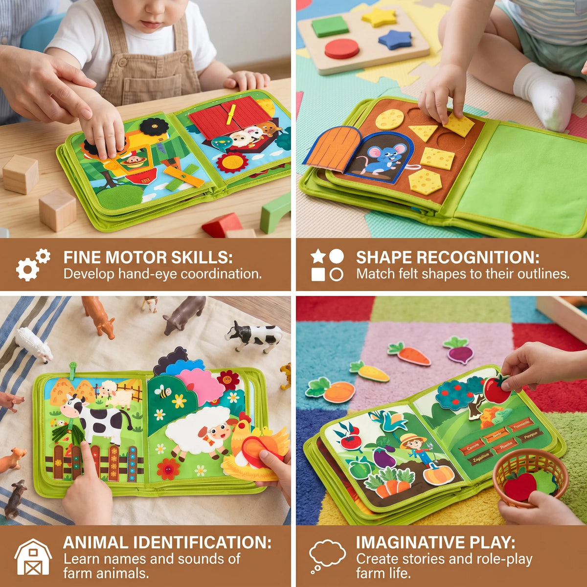 Toddler Farm Animal Storybook Bright Illustrations Tear-Resistant Pages