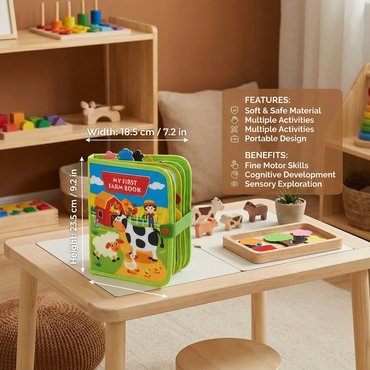 Toddler Farm Animal Storybook Bright Illustrations Tear-Resistant Pages