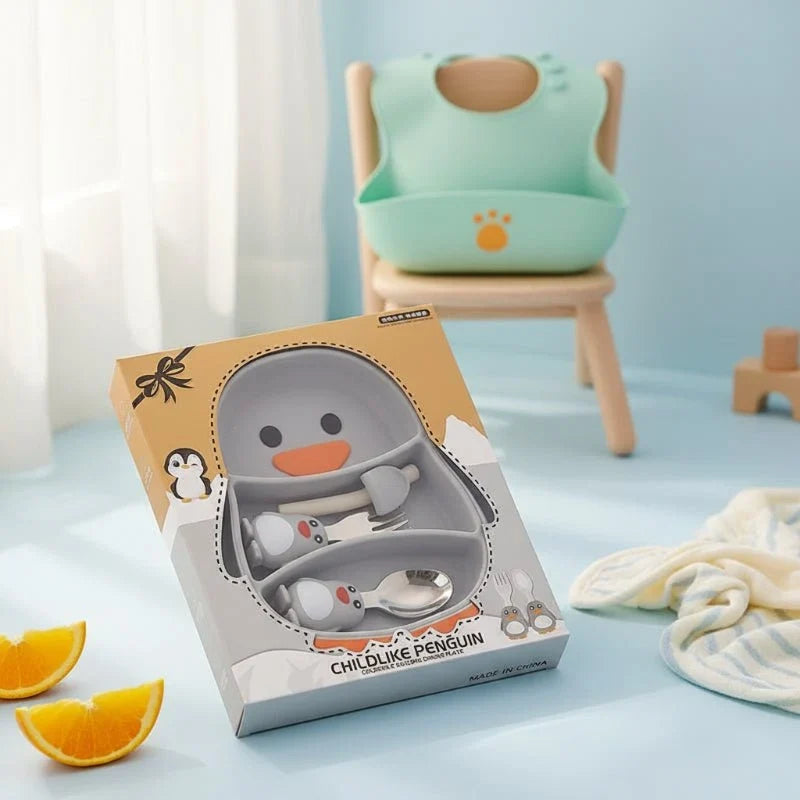 Toddler Suction Plate BPA-Free Silicone Divided Compartments Dishwasher-Safe