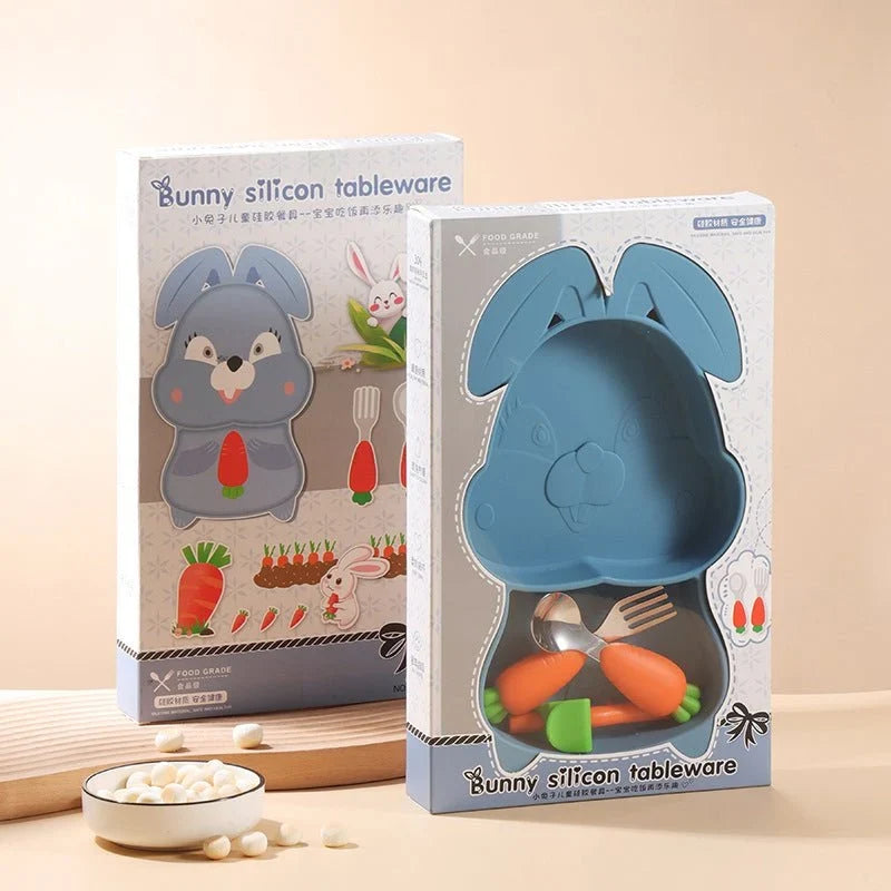 Toddler Suction Plate BPA-Free Silicone Divided Compartments Dishwasher-Safe