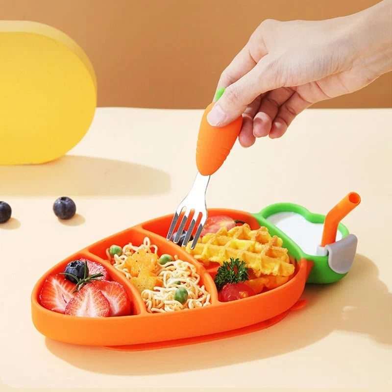 Toddler Suction Plate BPA-Free Silicone Divided Compartments Dishwasher-Safe