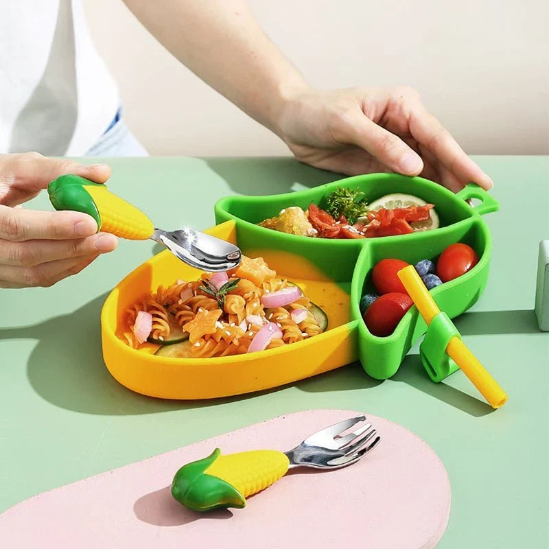 Toddler Suction Plate BPA-Free Silicone Divided Compartments Dishwasher-Safe