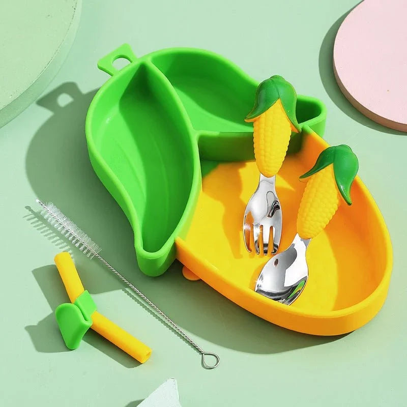 Toddler Suction Plate BPA-Free Silicone Divided Compartments Dishwasher-Safe