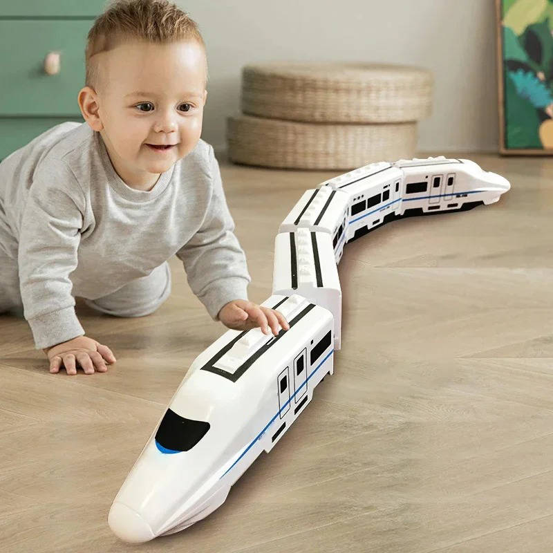 Toddler Train Toy Bump-and-Go Spinning Action Four Detachable Cars Lights & Sounds