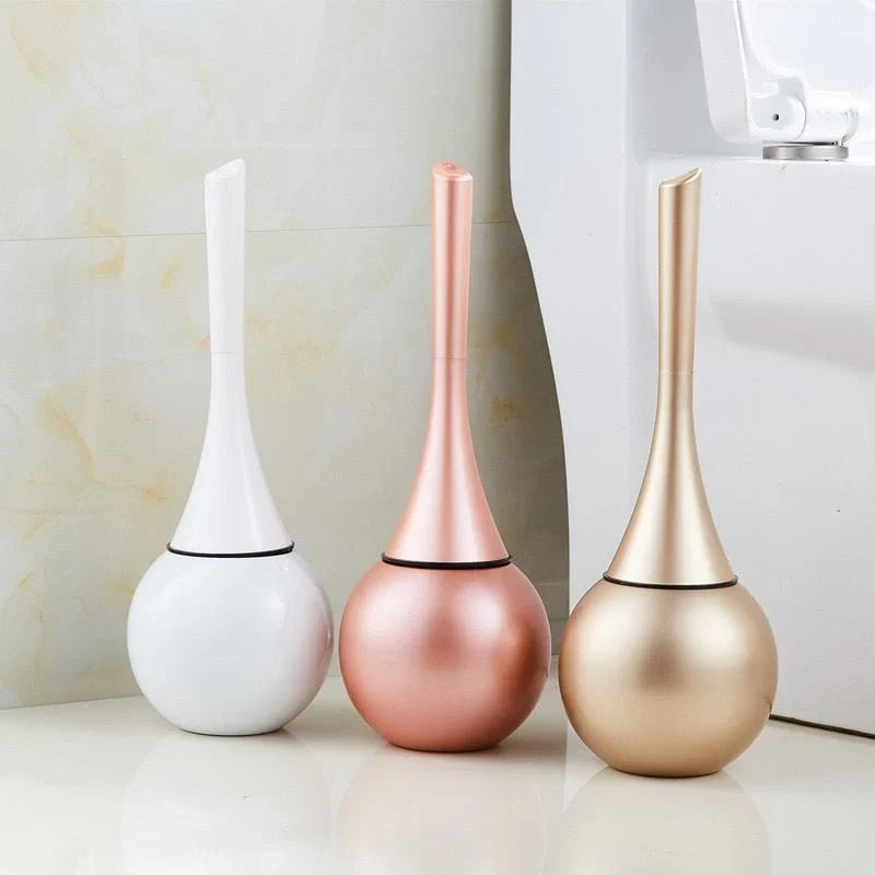 Toilet Brush Flexible Silicone Head Ventilated Holder