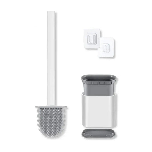 Toilet Brush & Holder D-Shaped Silicone Quick-Drying