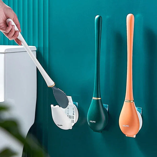 Toilet Brush Silicone Flat Head Wall-Mounted Holder
