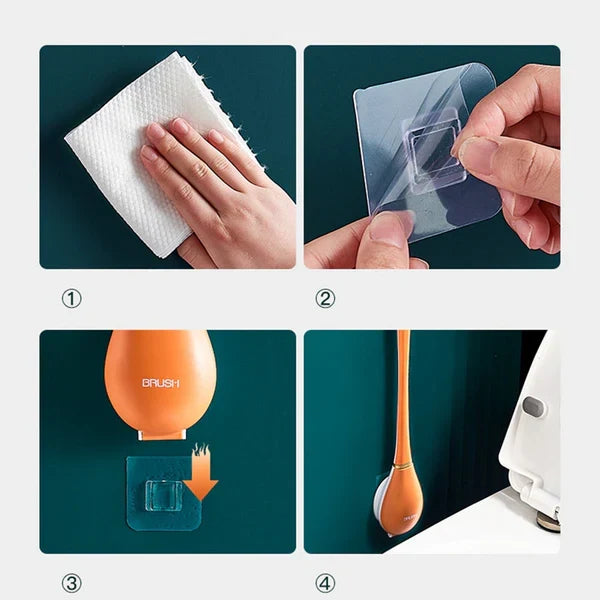 Toilet Brush Silicone Flat Head Wall-Mounted Holder
