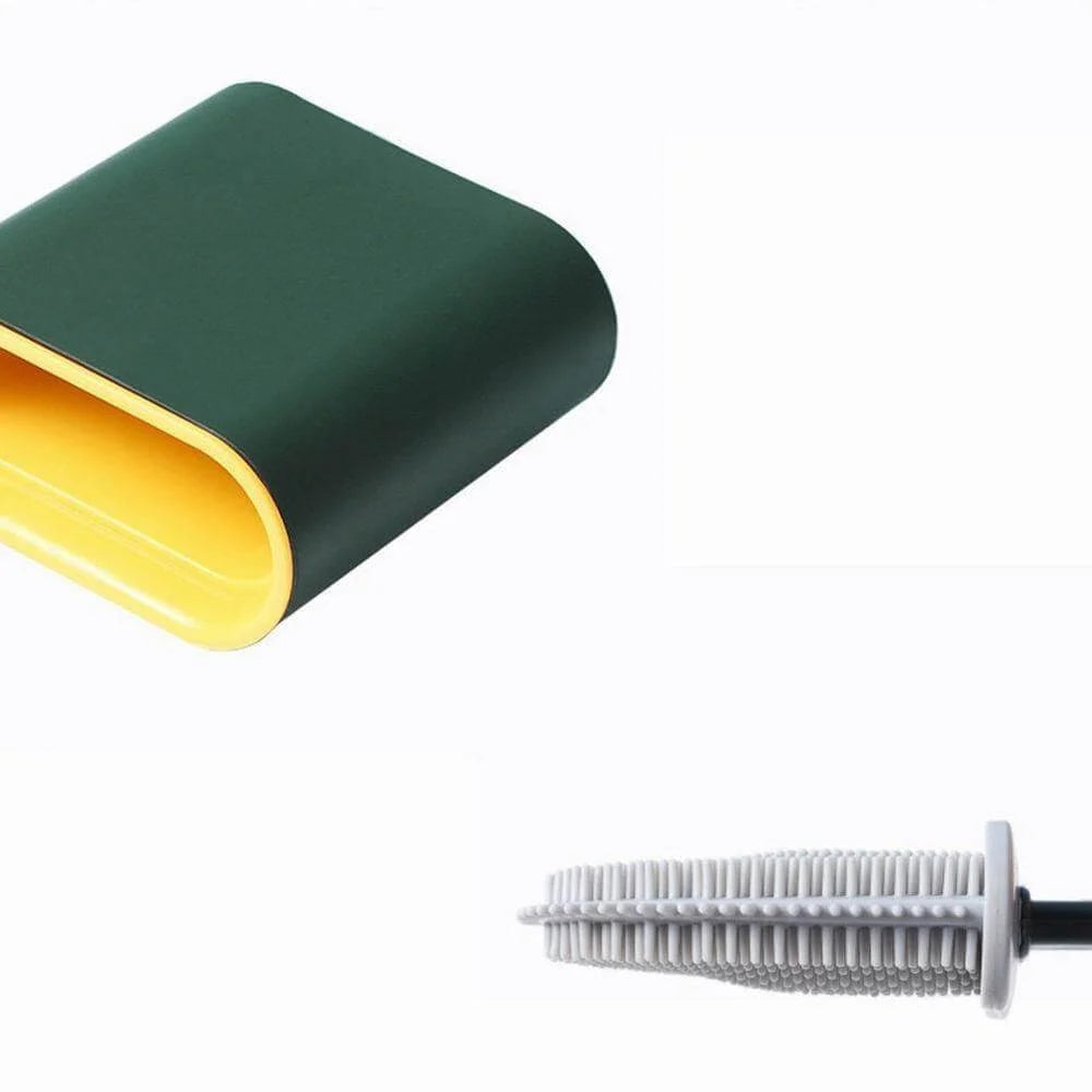 Toilet Brush With Holder Flexible Silicone Head Drip-Resistant
