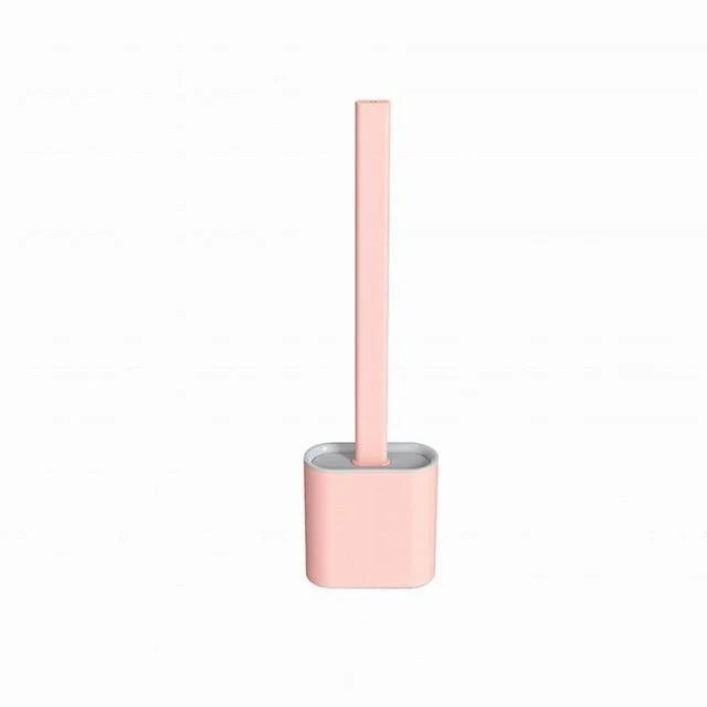 Toilet Brush With Holder Flexible Silicone Head Drip-Resistant