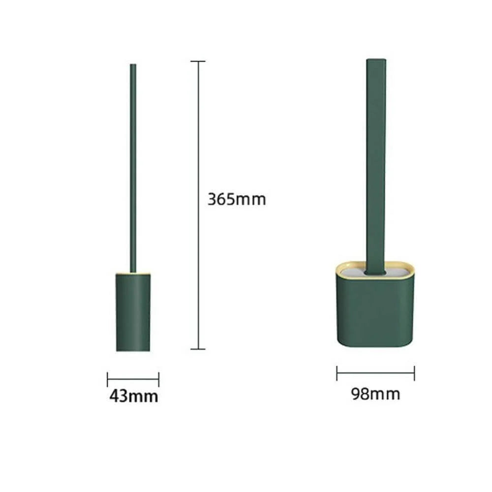 Toilet Brush With Holder Flexible Silicone Head Drip-Resistant