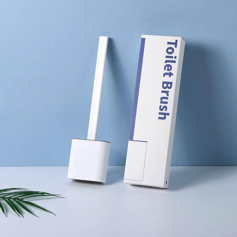 Toilet Brush With Holder Flexible Silicone Head Drip-Resistant