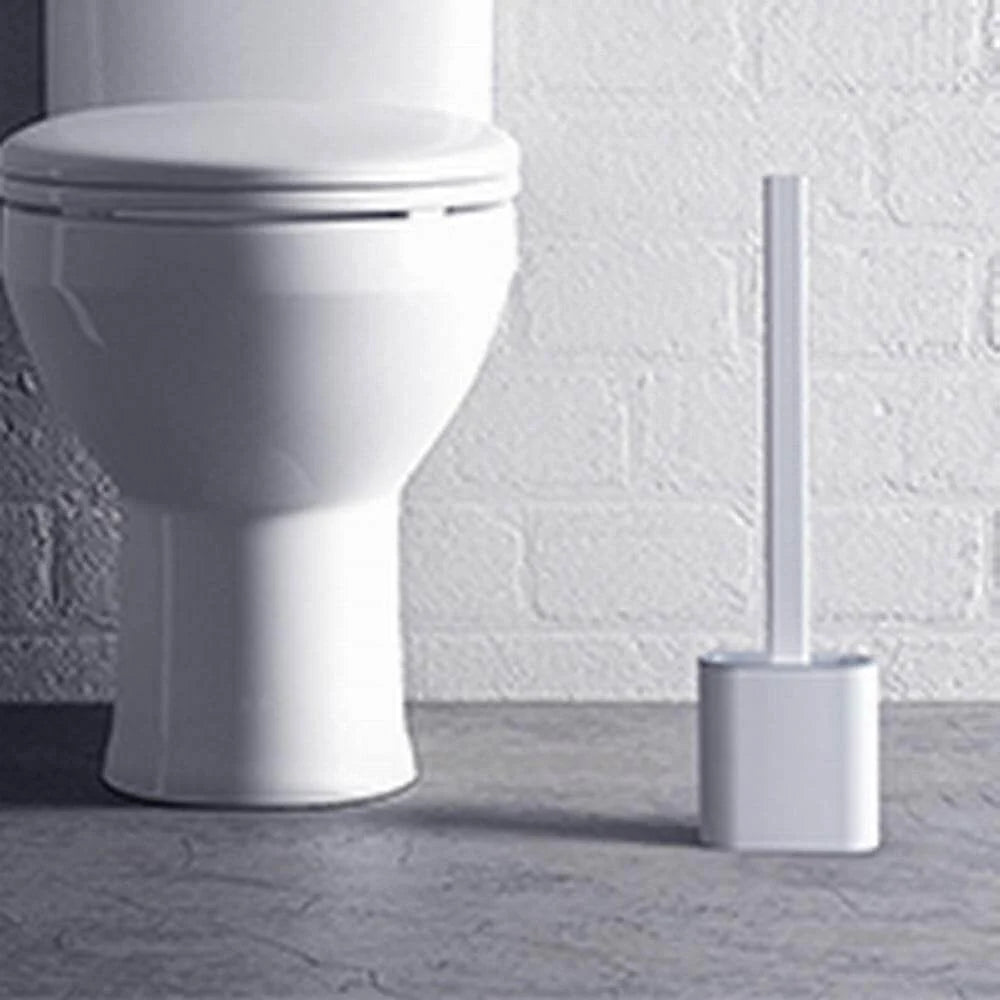 Toilet Brush With Holder Flexible Silicone Head Drip-Resistant