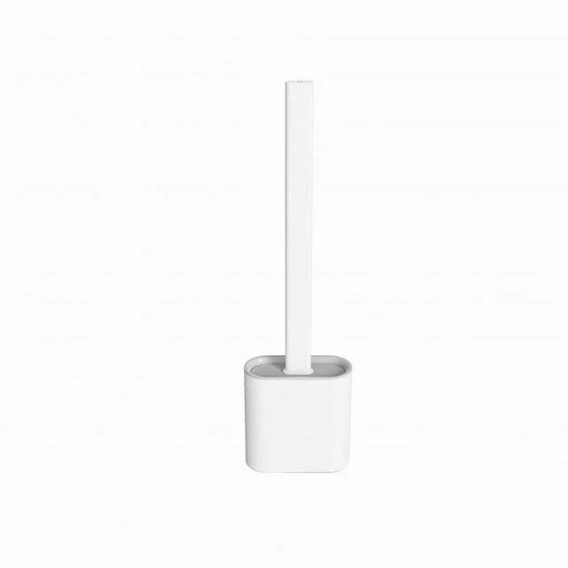 Toilet Brush With Holder Flexible Silicone Head Drip-Resistant