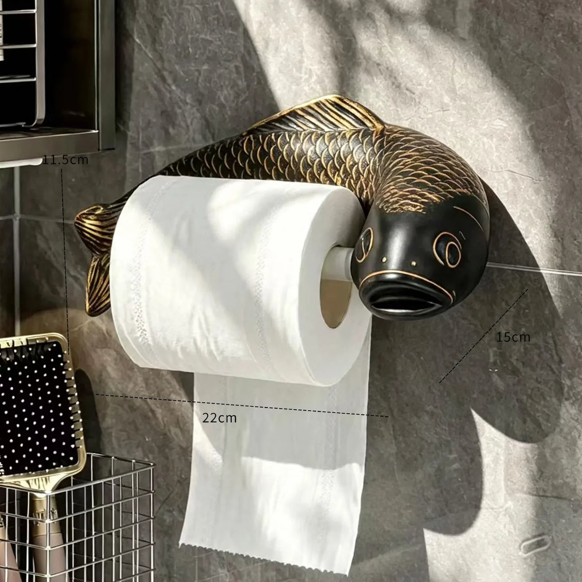Toilet Paper Holder Carp-Shaped No-Drill Wall-Mounted