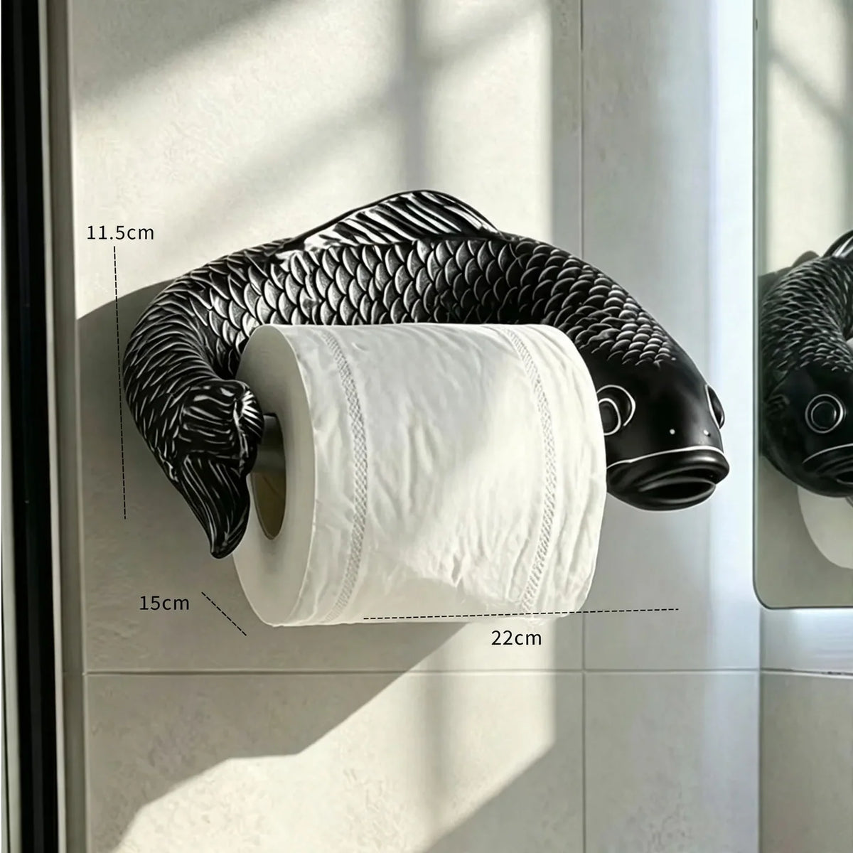 Toilet Paper Holder Carp-Shaped No-Drill Wall-Mounted