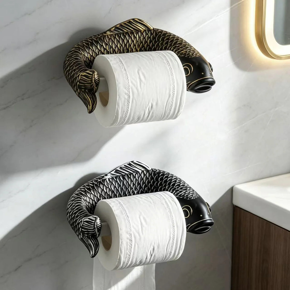 Toilet Paper Holder Carp-Shaped No-Drill Wall-Mounted