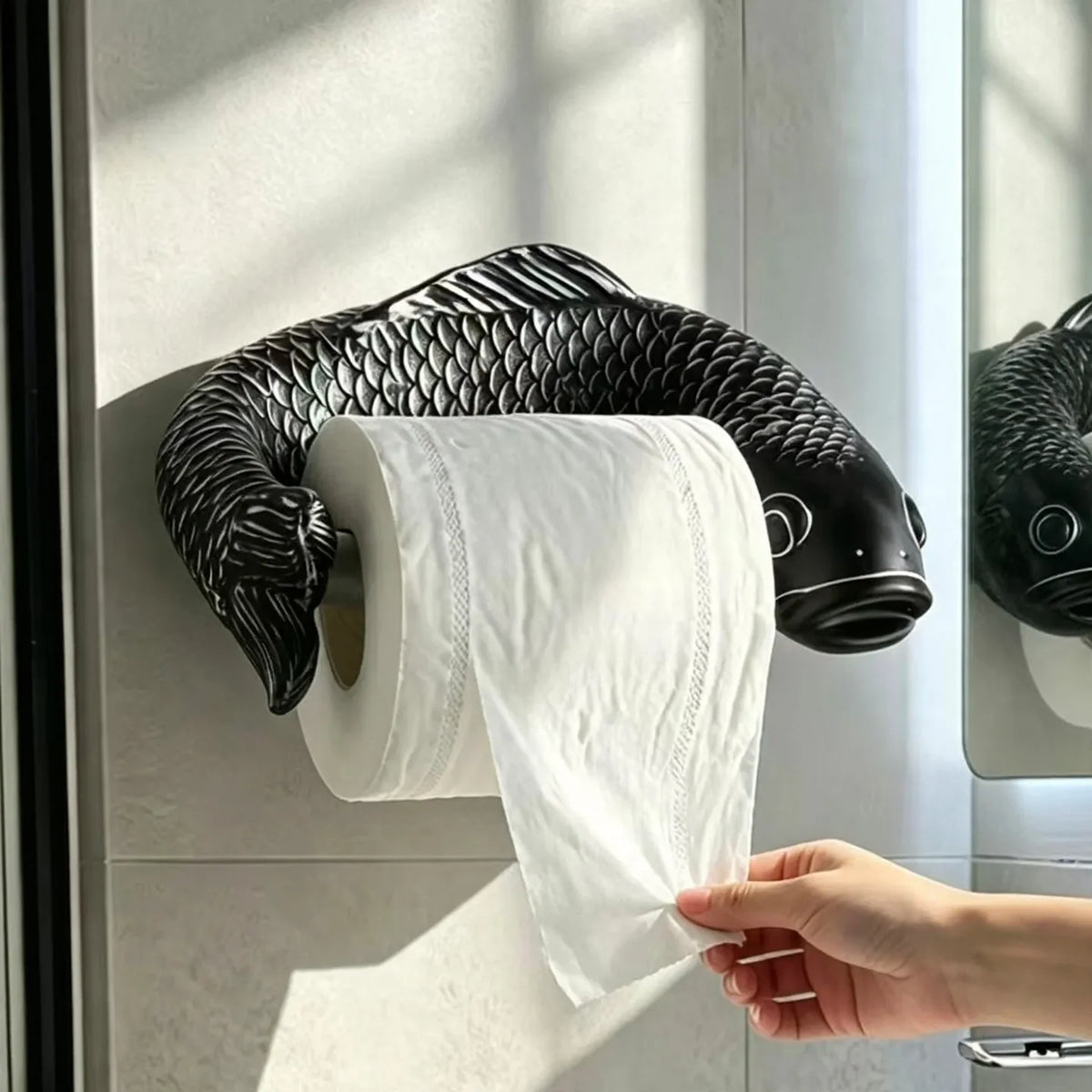 Toilet Paper Holder Carp-Shaped No-Drill Wall-Mounted