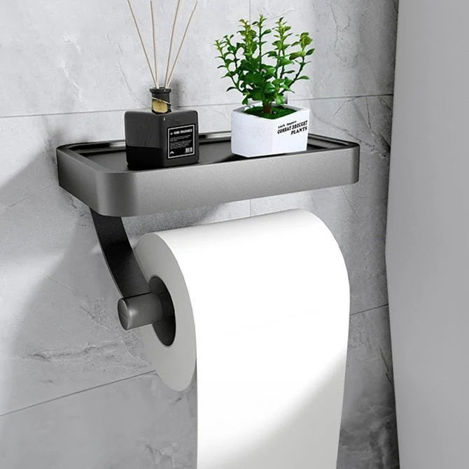 Toilet Paper Holder Stainless Steel Integrated Shelf Drill-Free Installation