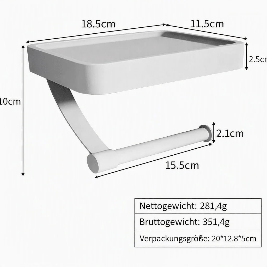 Toilet Paper Holder Stainless Steel Integrated Shelf Drill-Free Installation