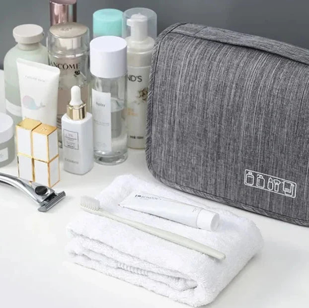 Toiletry Bag Hanging Foldable Oxford Fabric Multiple Pockets